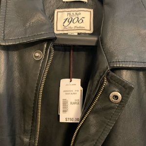 Black buttersoft genuine leather jacket Jos A Bank